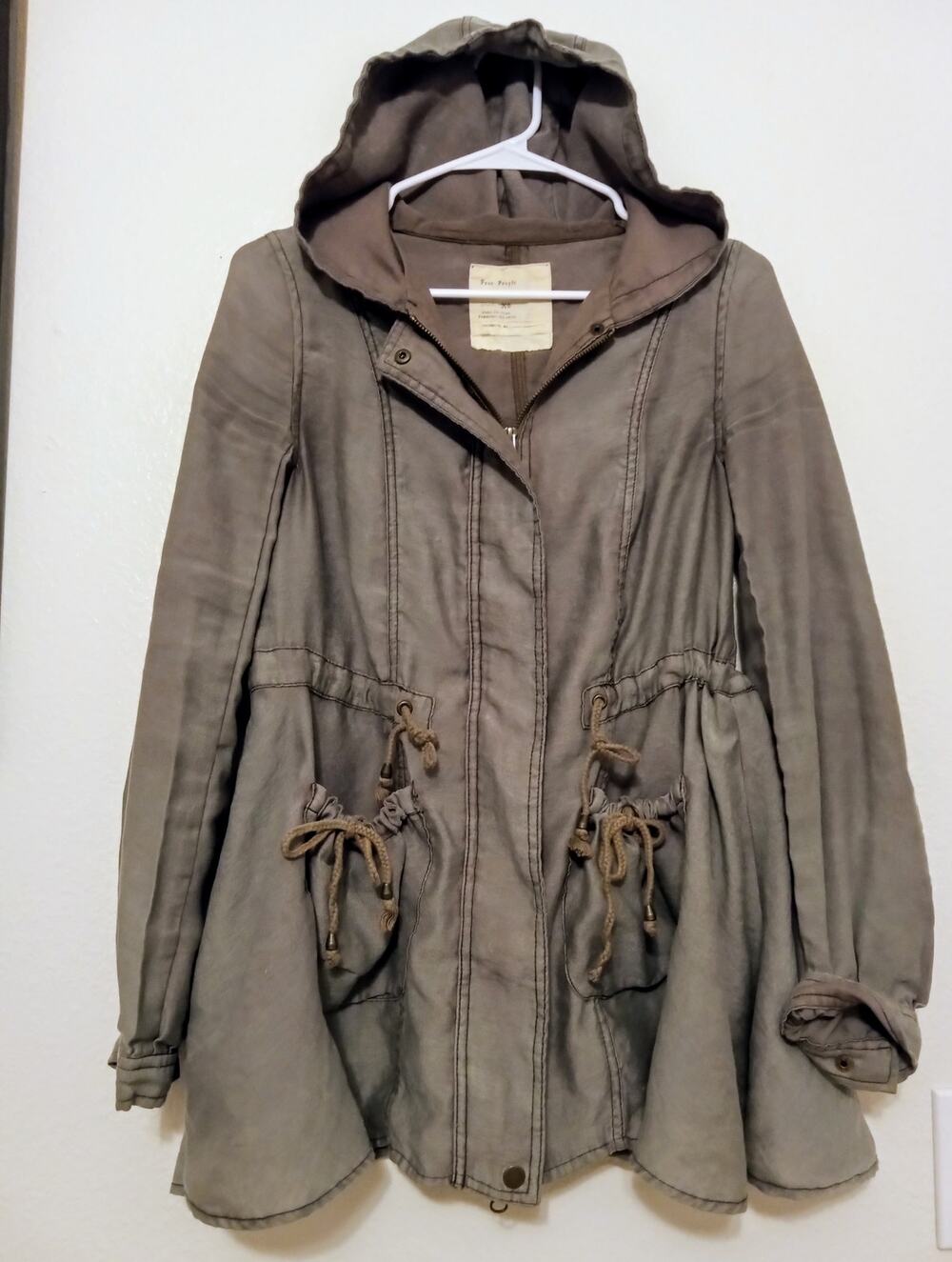 Free People Women's Anorak Hooded Drawstring Jacket Front Pockets Boho SZ XS